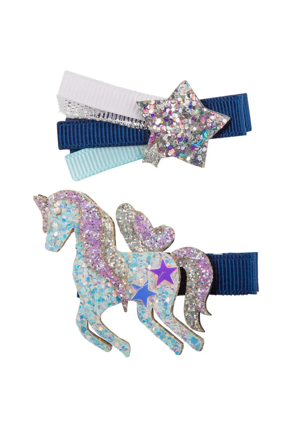 Great Pretenders Hair Clips: Navy Unicorn Star
