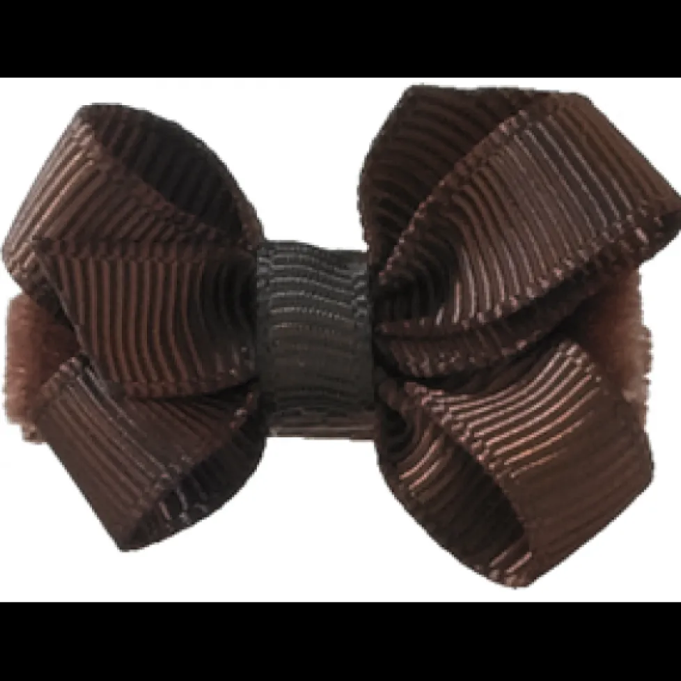 No Slippy Hair Clippy Haley Mini Grosgrain Bow Brown