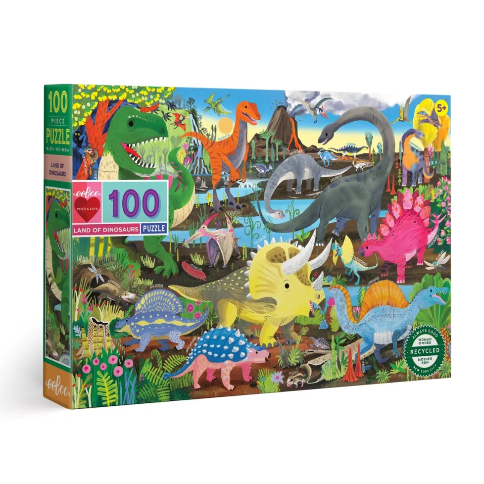 eeBoo 100 Piece Puzzle Land of Dinosaurs