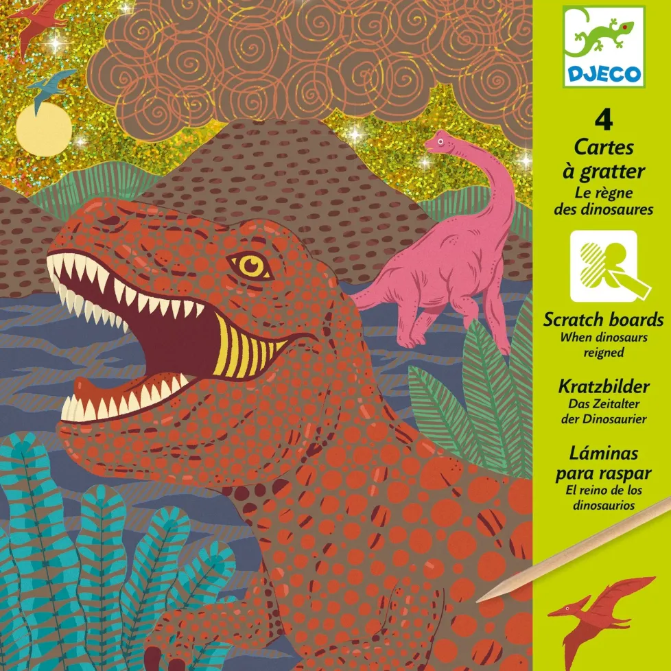 Djeco Metallic Scratch Card Activity Set: When Dinosaurs Reigned