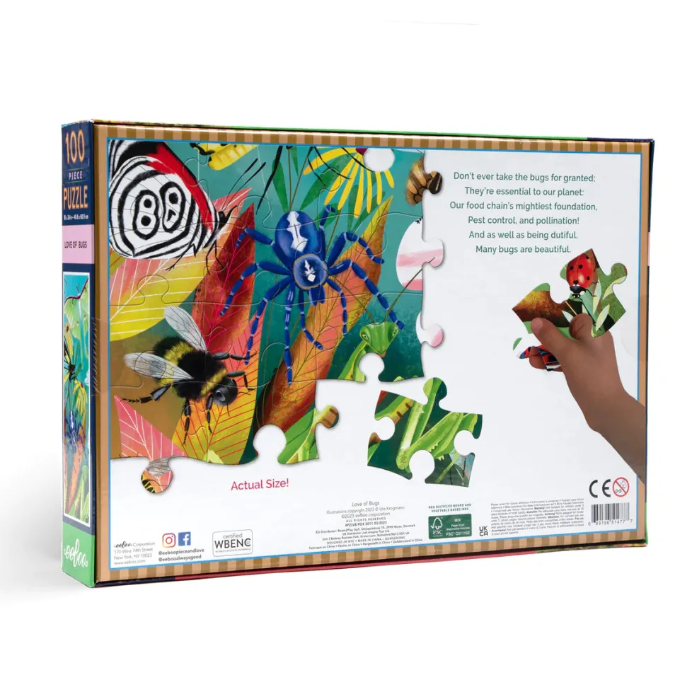 eeBoo 100 Piece Puzzle Love of Bugs