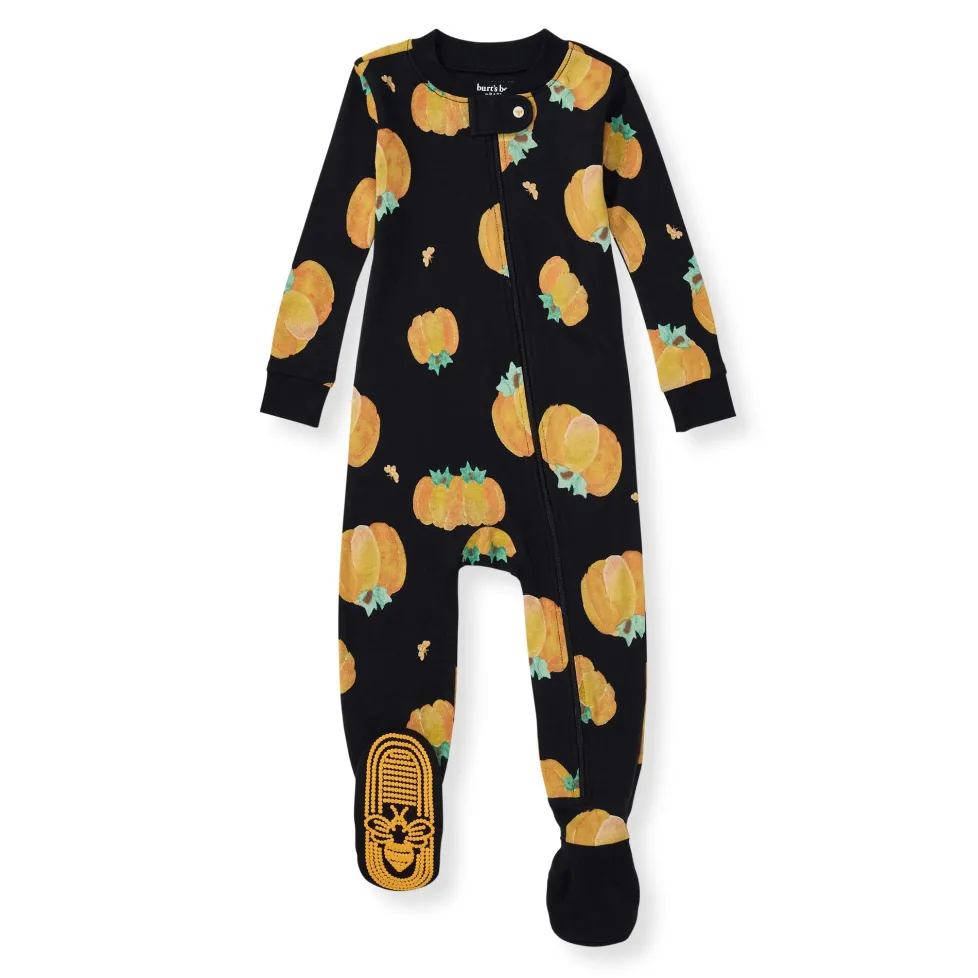 Burt's Bees Organic Baby One-Piece Sleeper Midnight Pumpkins