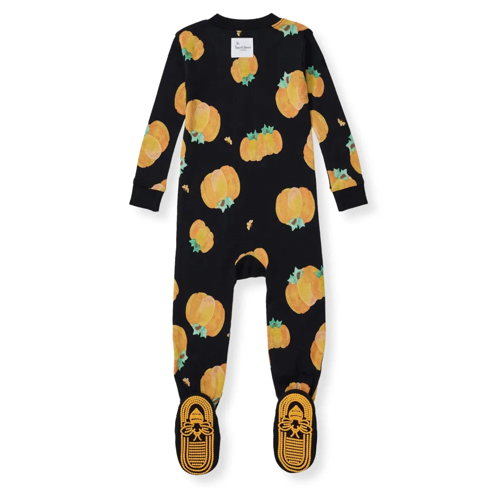 Burt's Bees Organic Baby One-Piece Sleeper Midnight Pumpkins