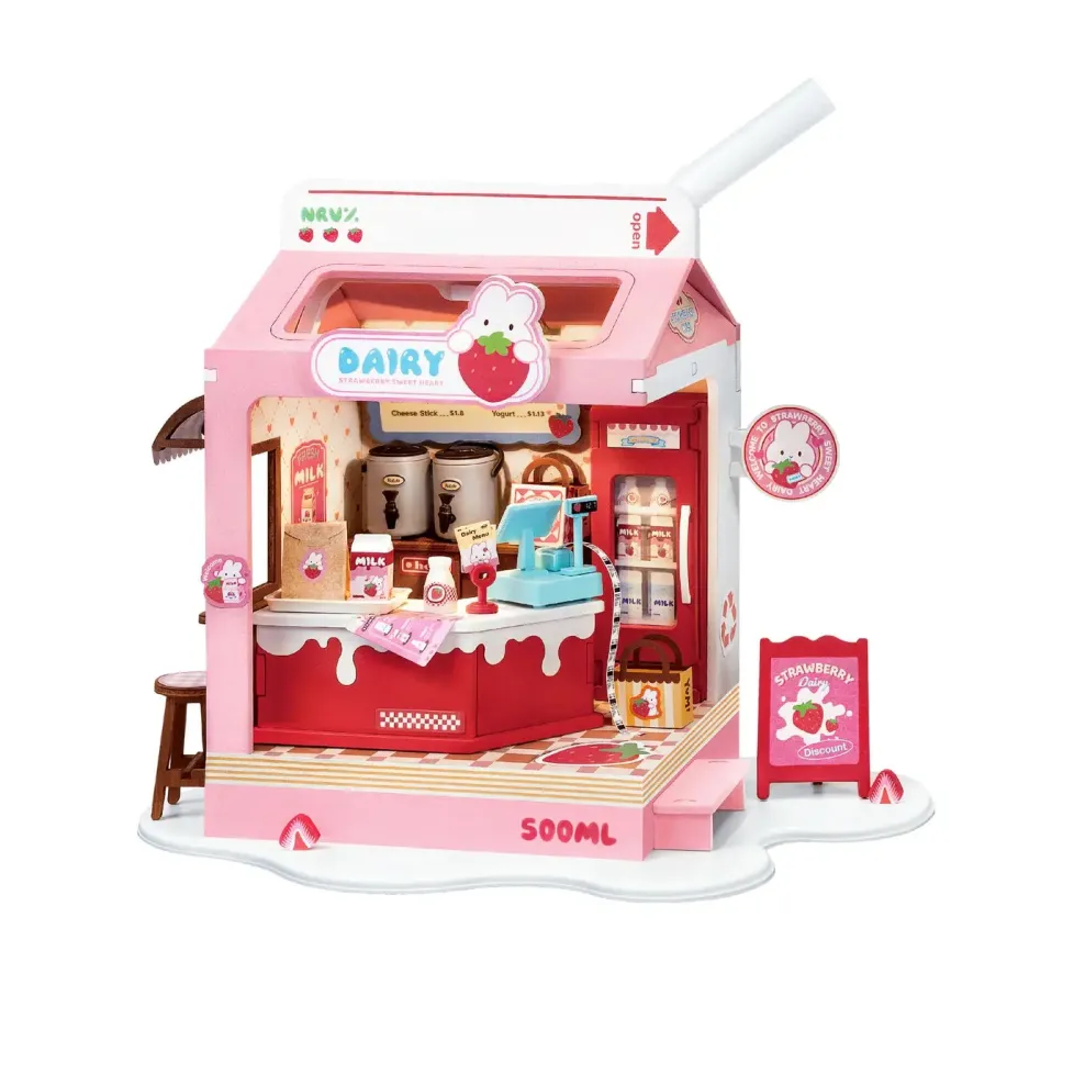 Hands Craft DIY Miniature House Kit: Strawberry Milk Box