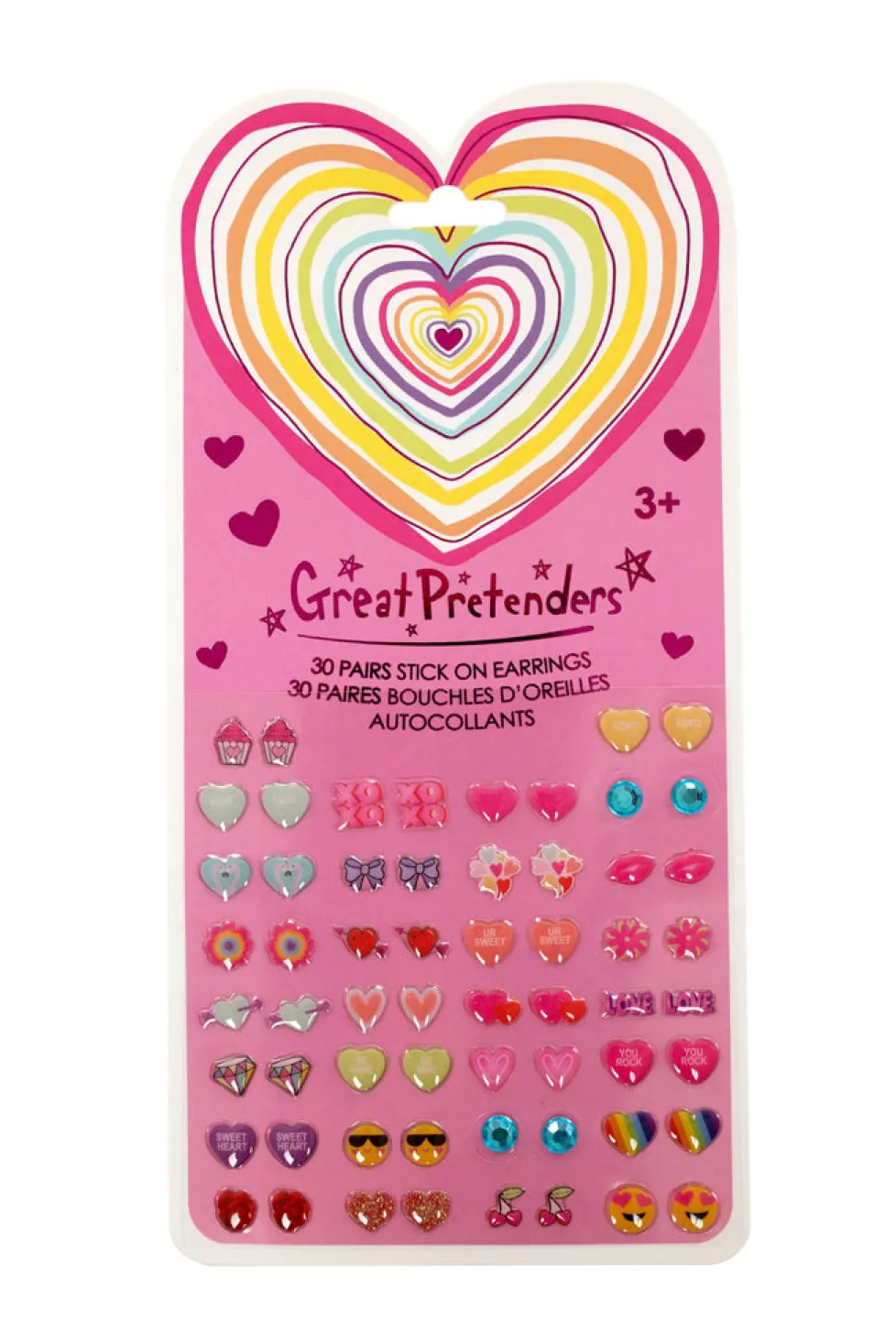 Great Pretenders Sticker Earrings: Heart (Pink Card)