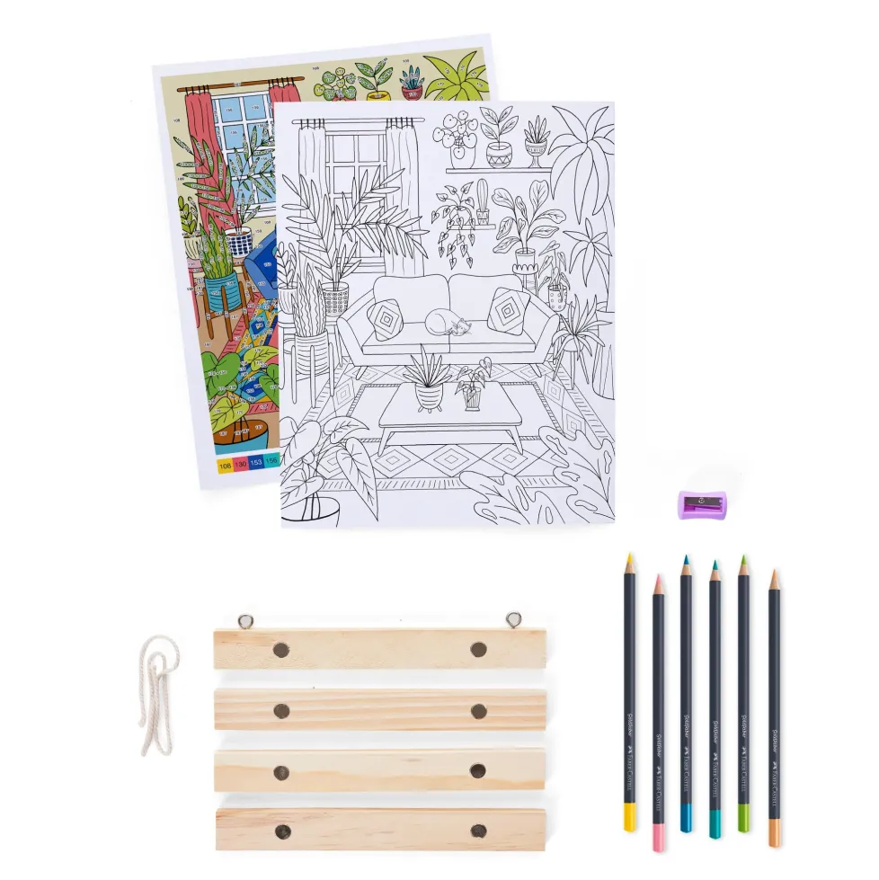 Faber-Castell Color by Number for Adults Wall Art: Plant Room