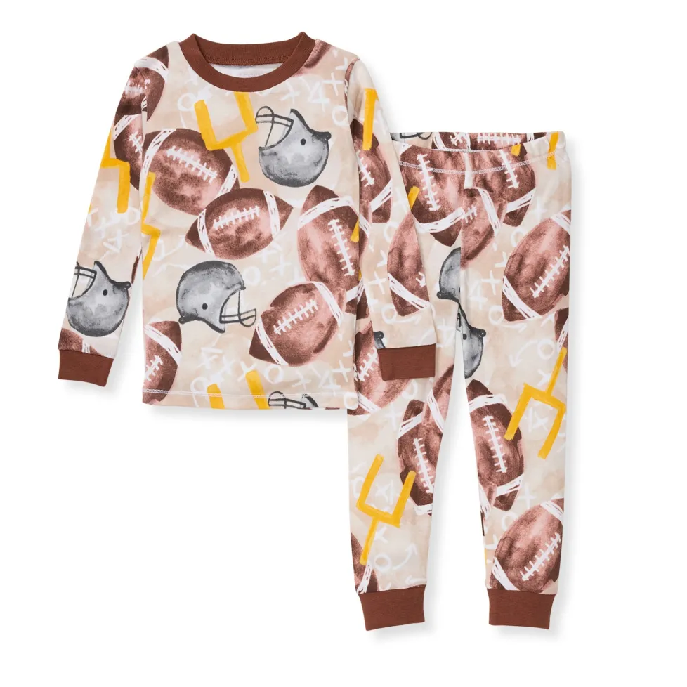 Burt's Bees Organic Snug Fit Two-Piece Pajamas Football Season