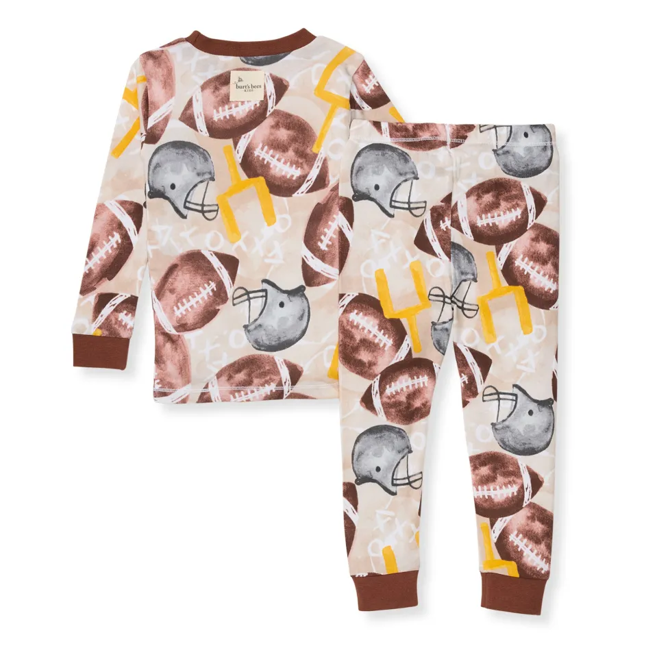 Burt's Bees Organic Snug Fit Two-Piece Pajamas Football Season
